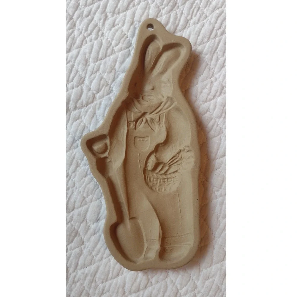 Brown Bag Cookie Art 1992 Garden Rabbit Bunny Stoneware Cookie Mold Hill Design